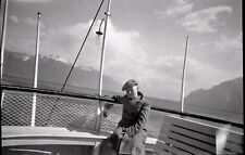 Young Boy Mountain Lake Bench Landscape - Antique Photo Negative Year 1930