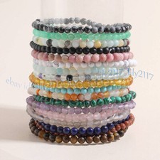 4mm Round Assorted Natural Gemstone Beads Stretchy Anklet Bracelet Reiki Chakra