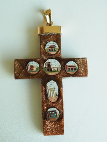Croix ancienne micro mosaïque - ancienne,