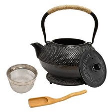 Théière 1,5L en fonte noire japonaise avec passoire en acier inoxydable