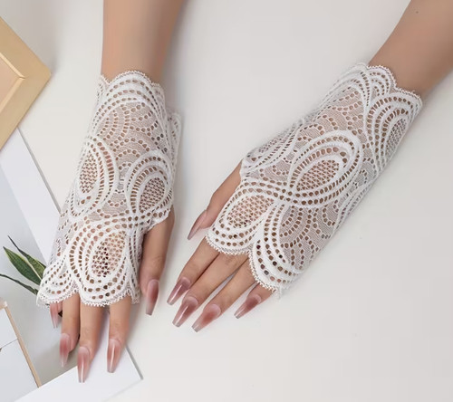 Gants dentelle blancs - blancs, sans