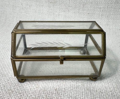 Vintage brass glass jewelry - brass,