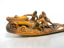 🇫🇷 ANCIEN RARE FUME CIGARE SOLDAT CANON SCULPTE GUERRE ÉCUME DE MER AMBRE