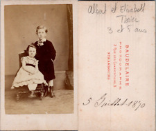 Baudelaire, Strasbourg, Albert et Elisabeth Tissier à 3 et 5 ans, 1870 CDV vinta