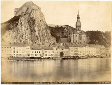 Belgique, Dinant, la citadelle et l'église Notre-Dame  Vintage albumen prin