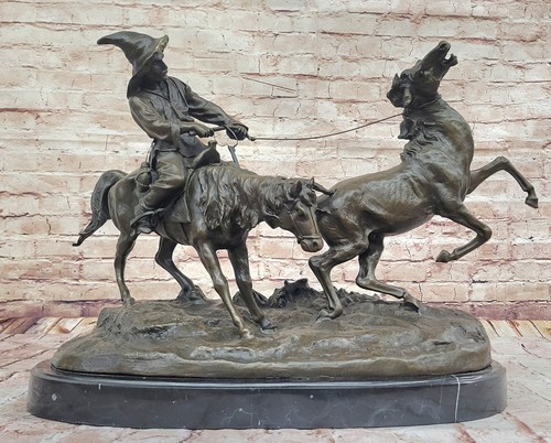 Lourd bronze cowboy - bronze, statue