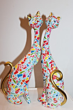 décoration maison couple de chats en résine  23 x 5 cms