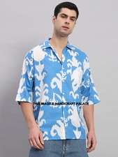 Homme Bleu Ikat Imprimé Coton