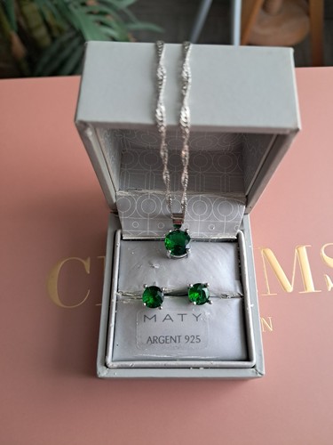 Parure verte argent - parure,