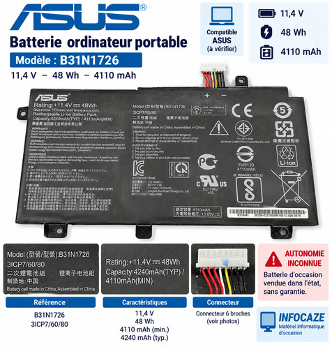 Batterie asus b31n1726 - batterie,