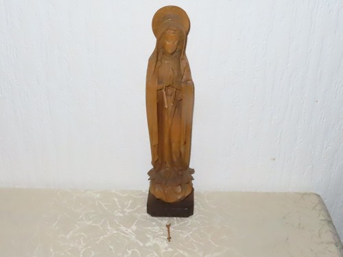 Statue vierge marie bois - en,