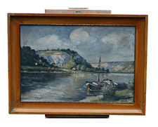 Paysage Avec Lac Et Bateaux