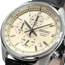 Montre Homme Seiko Conceptual Chronograph Vintage Cadran Crème Bracelet Noir ...
