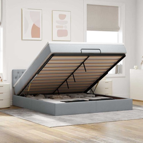 Lit ottoman avec matelas gris