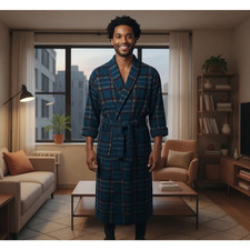 Vintage Christian Dior Plaid Robe De Chambre OS W/ Pockets