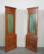 Rare Pair of Display Case Corner Directory Mahogany Furniture Angle Storage 19th Century