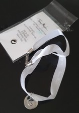 THIERRY MUGLER White Damask Ribbon Bracelet Silver Metal Alien New