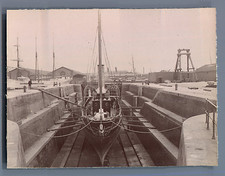 France, Le Havre, Chantier Naval  Vintage citrate print.  Tirage citrate  8x