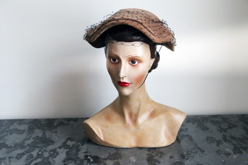 Chapeau velours beige - , à