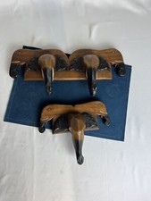  2 Gorgeous African Style Art Vintage Carved Wood Elephant Coat Door
