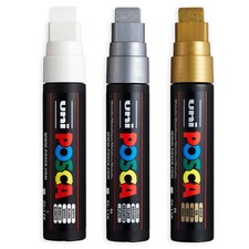 Uni-Ball posca PC-17K Pointe Biseautée Marqueur Peinture Stylo - Set De 3 - Doré