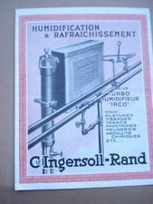 ADVERTISEMENT INGERSOLL RAND turbo humidifier IRCO rue de Courcelles PARIS 
