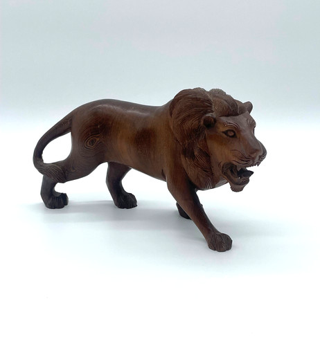 Statue statuette lion bois - statuette,