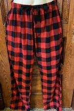 #Followme Mens Red/Black Buffalo Plaid Fleece PJ Pajama Lounge Pants, Sz L, NWOT