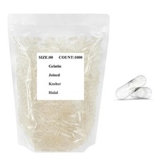 1000 Empty Gelatin Capsules Size 00 Clear Kosher Joined
