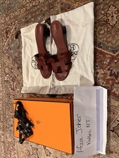 HERMES OASIS SLIP ON  SANDAL SLIPPER SZ 37.5 Color : Rouge tomette (wine )