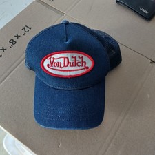 Vintage Von Dutch Logo Denim Mesh Trucker Snapback Hat Cap