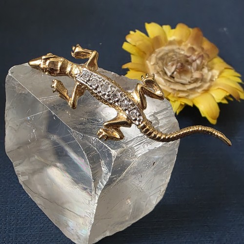 Broche lézard plaqué - broche, or
