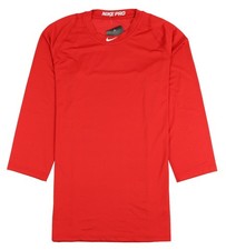 NIKE Pro Dri-FIT 3/4 Training Shirt sz L Large Red Compression Fit Baseball