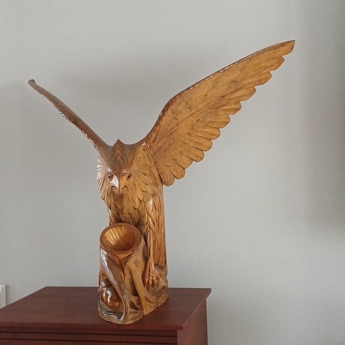 Sculpture aigle bois - bois, marron