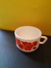  LOTO ARCOPAL FRANCE LOTUS ORANGE Stylized Flowers Vintage Cup Tea Cup