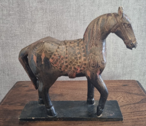 Cheval bois sculpté - cheval,