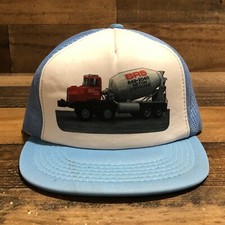 Vintage BRS Hat Snapback Trucker Cap Mens Blue 90s Quebec Beton Coffrage - READ