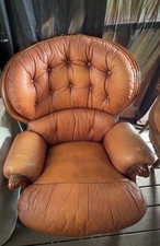 Vintage Hand-Carved Chesterfield Armchair