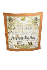 Hermes Womens Presentation De Chevavx Philippe Ledoux 90cm Silk Scarf White