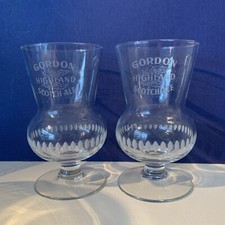 2 Gordon Highland Scotch Ale Thistle Shape Glasses (3 Pairs Available)