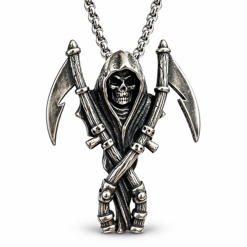 Collier pendentif faucheuse - collier,