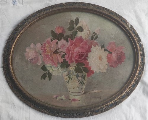 Huile sur panneau bouquet - sur,