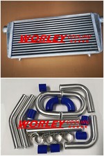 Front Mount Intercooler 600x300x80mm+3" Aluminium Piping+Blue Silicone Hose kit