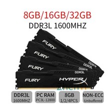 32Go 16Go 8Go DDR3L 1600MHz PC3L-12800U CL10 DIMM Mémoire SDRAM HyperX FURY FR