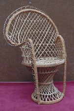 rare old EMANUELLE RATTAN ARMCHAIR type for doll high 41.5 cm