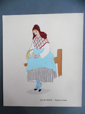 ILE DE FRANCE Environs PARIS board STENCIL / Aline KEIM regional costume 1930