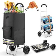 ® Chariot De Courses 75L Pliable Poussette de Marché 2 en 1 Diable Caddie à 2...