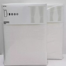 Ikea RITVA Curtains 4 Panels (2 pairs) 100% Cotton w/ Tie-Back 57" x 98" White