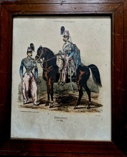 HUSSARDS 1er Rég -LITHO ORIGINALE ENCADRÉE DE VILLAIN-XIXE-CAVALERIE REPUBLIQUE
