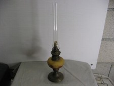Very nice antique late 19th century glass paste kerosene lamp landscape decor